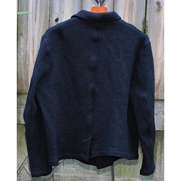 COS Boiled Wool Chore Jacket with Rib Knit Collar, Black, XL - Picture 4 of 9